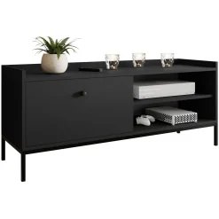 Set mobili soggiorno completo design moderno nero Pollon 2
