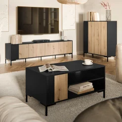 Set mobili soggiorno completo rovere nero Duble