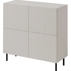 Set mobili soggiorno completo con frontali cannettati beige Ziggy 5