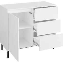 Set mobili soggiorno completo design cannettato bianco Strike 2