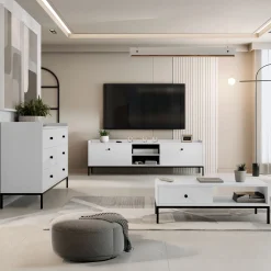 Set mobili soggiorno completo design moderno bianco Pollon