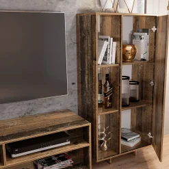 Set mobili soggiorno completo industrial legno vecchio antico West Gihome®