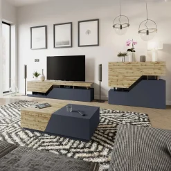 Set mobili soggiorno completo rovere antracite Modesta