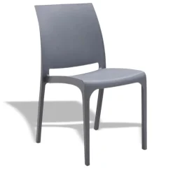 Set tavolo da giardino esterno dehors con vetro 150x90 cm bianco + 6 sedie grigio Ivy