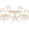 Set tavolo quadrato 70x70cm + 4 sedie da giardino crema Morena
