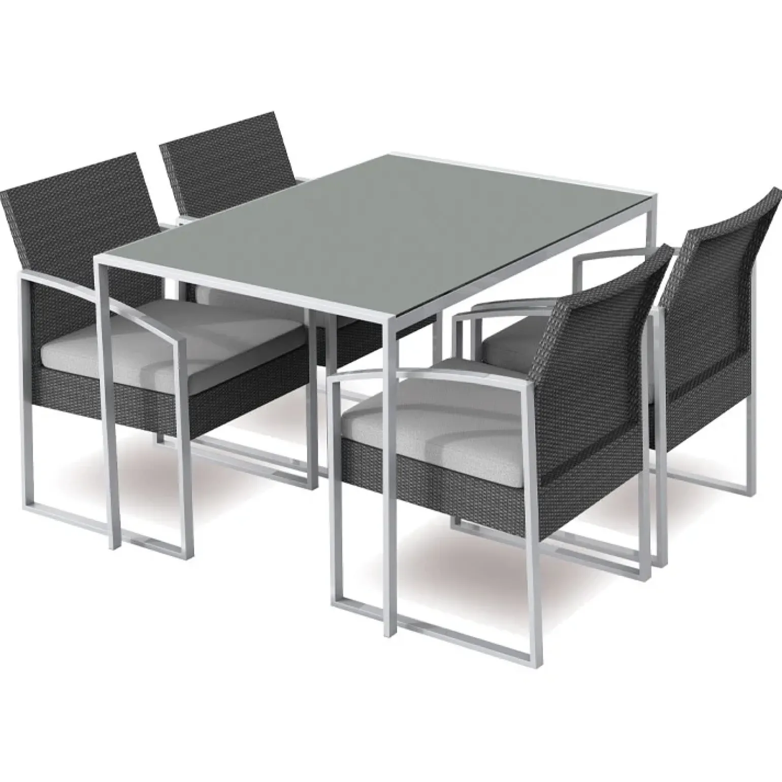 Set tavolo rettangolare 120x80cm + 4 sedie da giardino nero Malvin