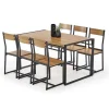 Set tavolo 140x80cm + 6 sedie moderno acciaio rovere Zamora