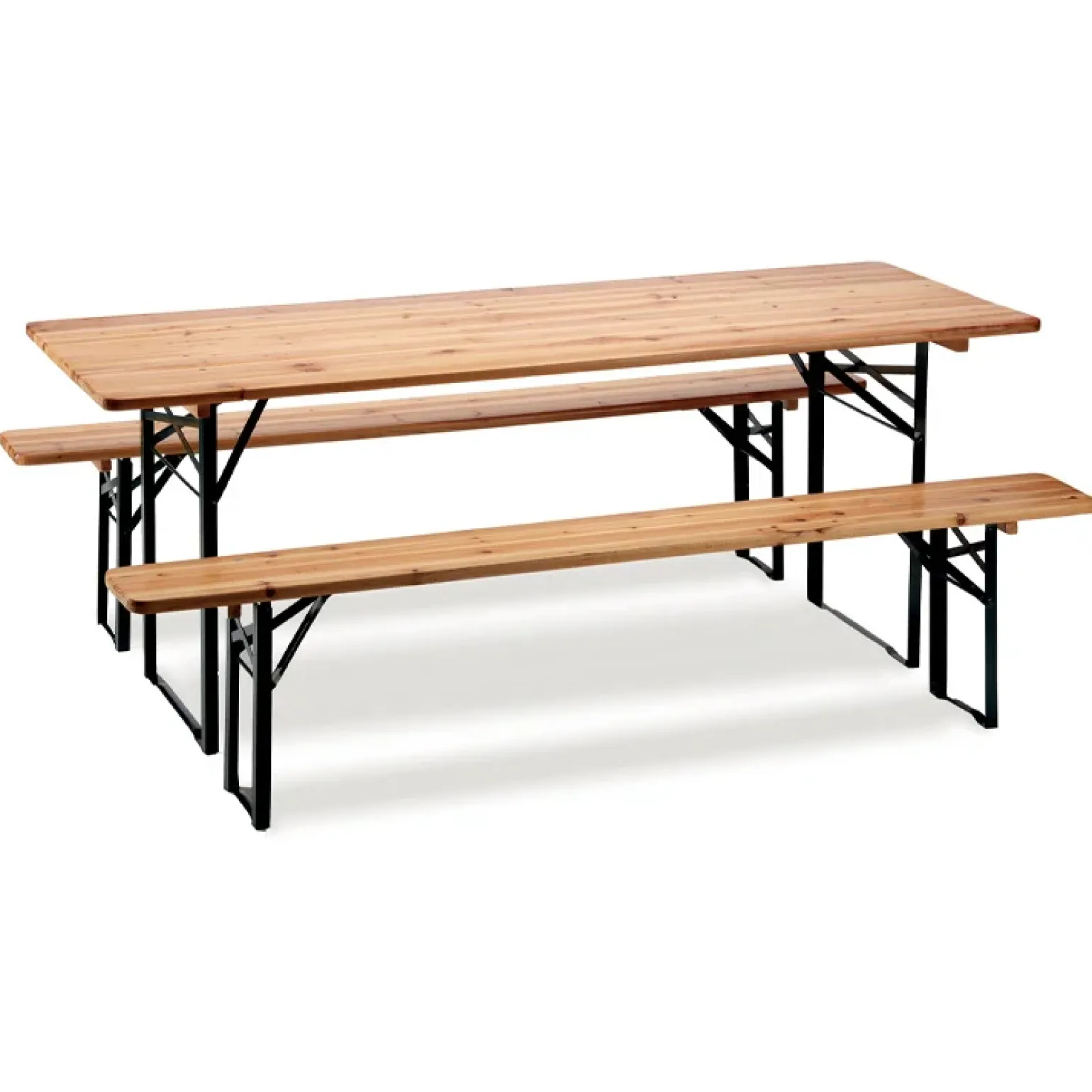 Set tavolo 220x70cm+ panche da bar richiudibili verde scuro legno Good