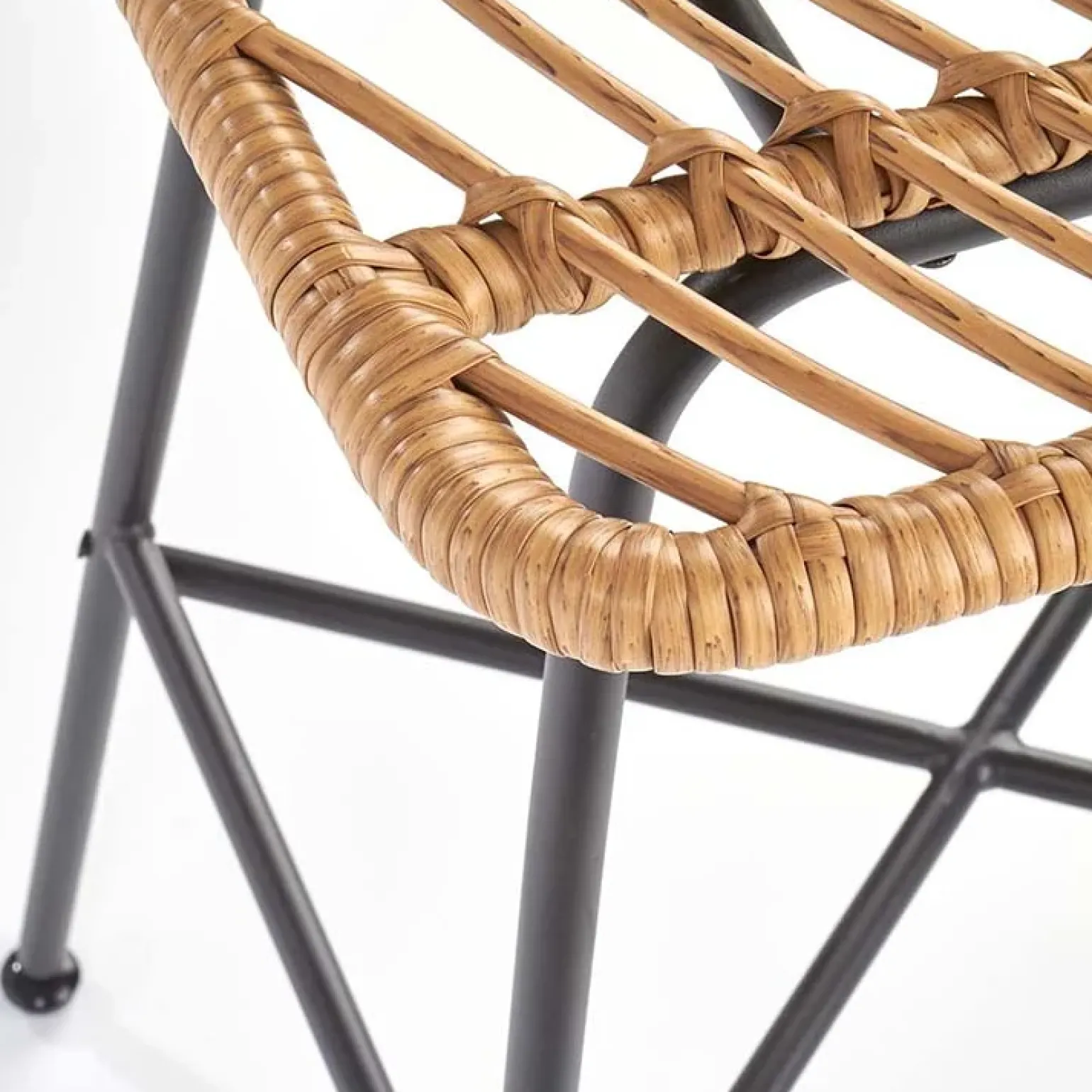 Sgabello alto 100 cm in rattan metallo nero Fresh