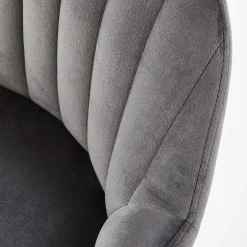 Sgabello alto imbottito stile scandinavo in velluto grigio rovere Nate
