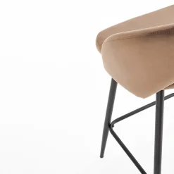 Sgabello alto moderno da bar in velluto beige nero Fober