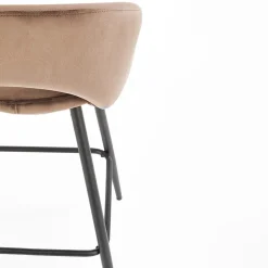 Sgabello alto moderno da bar in velluto beige nero Fober