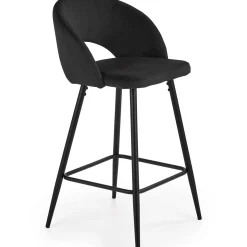 Sgabello alto moderno da bar in velluto nero Fober