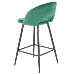 Sgabello alto moderno da bar in velluto verde nero Fober