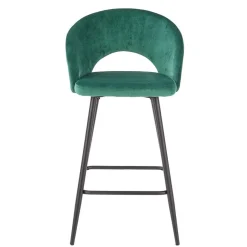 Sgabello alto moderno da bar in velluto verde nero Fober