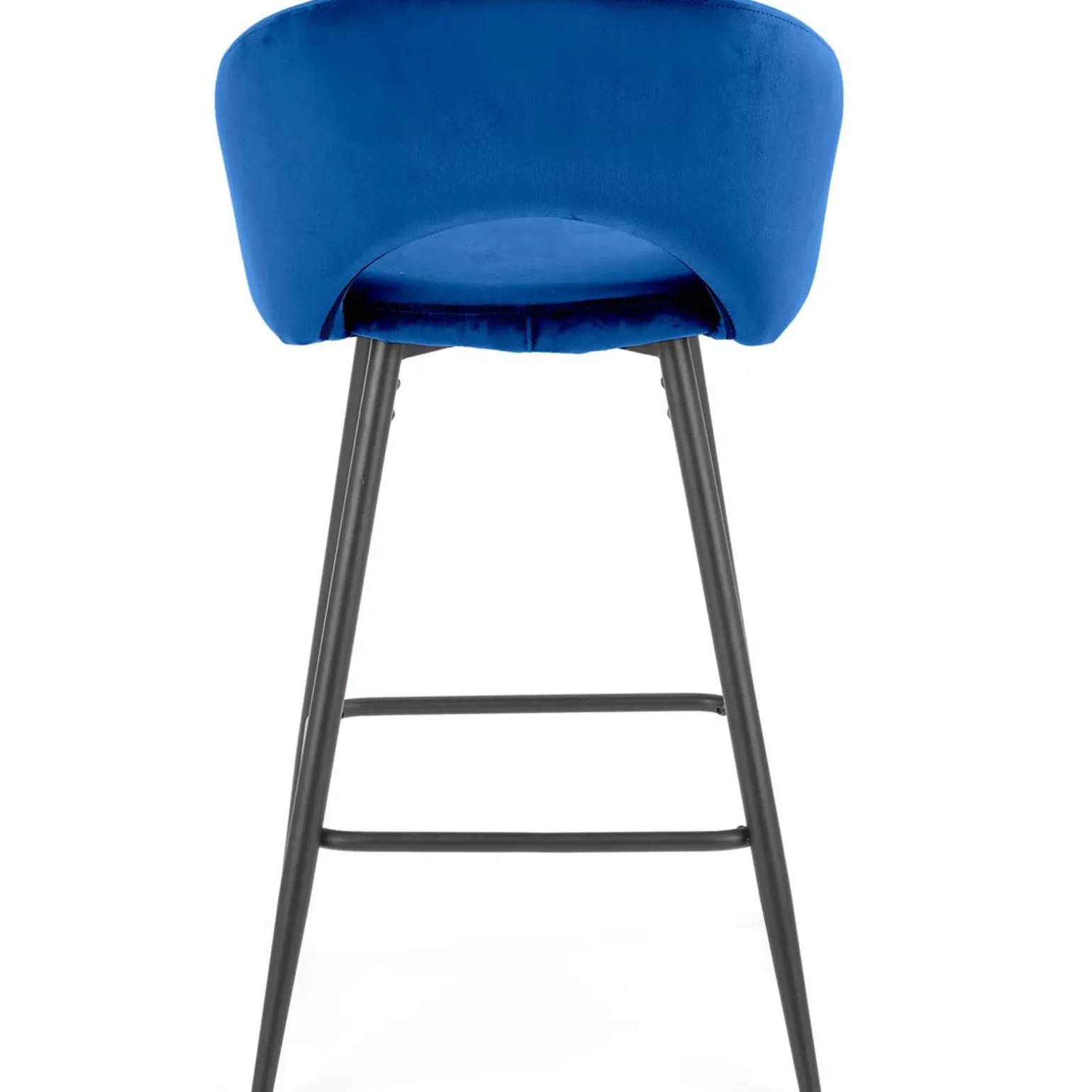 Sgabello alto moderno da bar in velluto blu nero Fober