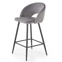 Sgabello alto moderno da bar in velluto grigio nero Fober