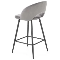 Sgabello alto moderno da bar in velluto grigio nero Fober