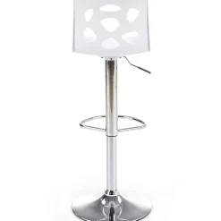 Sgabello alto regolabile design moderno bianco acciaio cromato Oliver