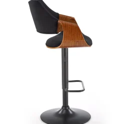 Sgabello alto regolabile in velluto nero rovere Wiston