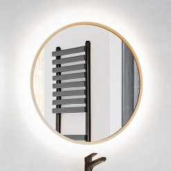 Specchio da parete retroilluminato 60x60cm dorato Goldy