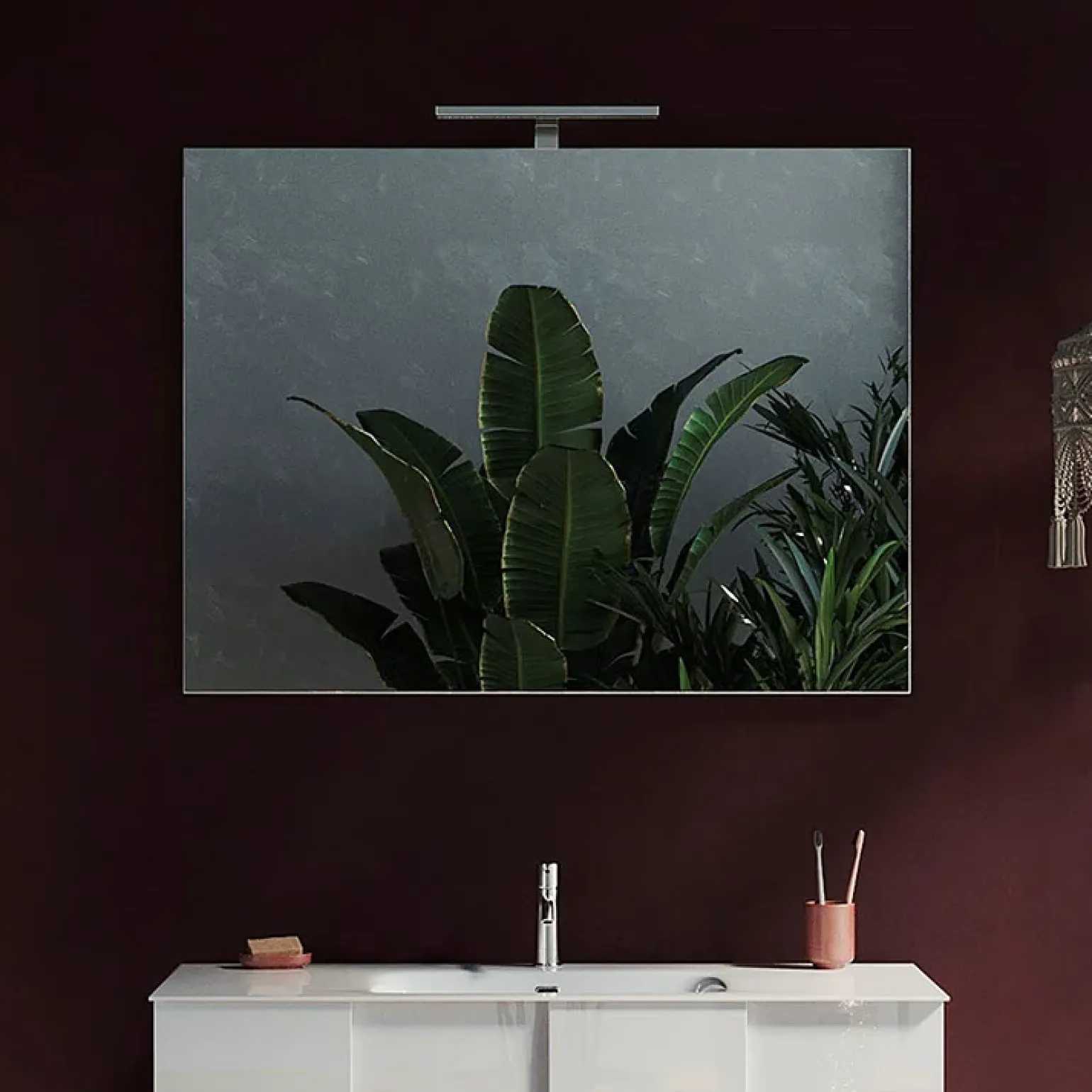 Specchio 100x75cm moderno con un LED vetro Premier