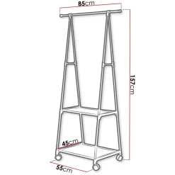 Stand appendiabiti 85x157h cm con ruote moderno nero Dustin