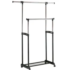 Stand appendiabiti 90-142x97-170h cm allungabile con ruote nero Bonney