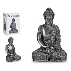 Statua da interno Buddha 20x35cm effetto argento Luise