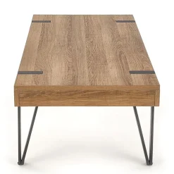 Tavolino da salotto con cassetti 120x55cm noce acciaio nero Yonok