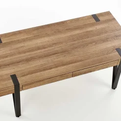 Tavolino da salotto con cassetti 120x55cm noce acciaio nero Yonok