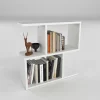 Tavolino da salotto con libreria design 60x59cm bianco Sherman