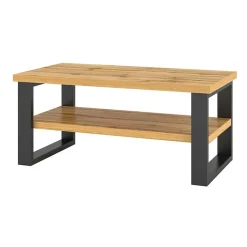 Tavolino da salotto con ripiano 110x60cm quercia metallo nero Petra