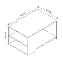 Tavolino da salotto con ripiani  90x48cm antracite rovere Luzon