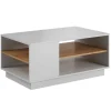 Tavolino da salotto con ripiano 100x60cm bianco opaco quercia James