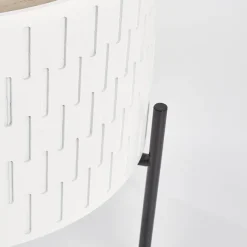 Tavolino da salotto contenitore 35x35cm rotondo bianco opaco Sligo