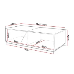 Tavolino da salotto contenitore 60x124cm apribile rovere bianco Modesta