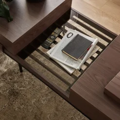 Tavolino da salotto doppio cassetti 134x40cm wengè Blackwood