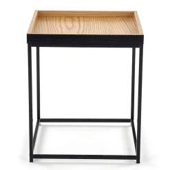 Tavolino da salotto moderno 42x42cm rovere naturale nero Fatima
