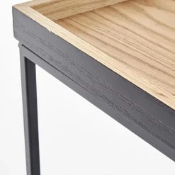 Tavolino da salotto moderno 42x42cm rovere naturale nero Fatima