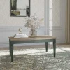 Tavolino da salotto moderno 110x50cm verde scuro quercia Texel