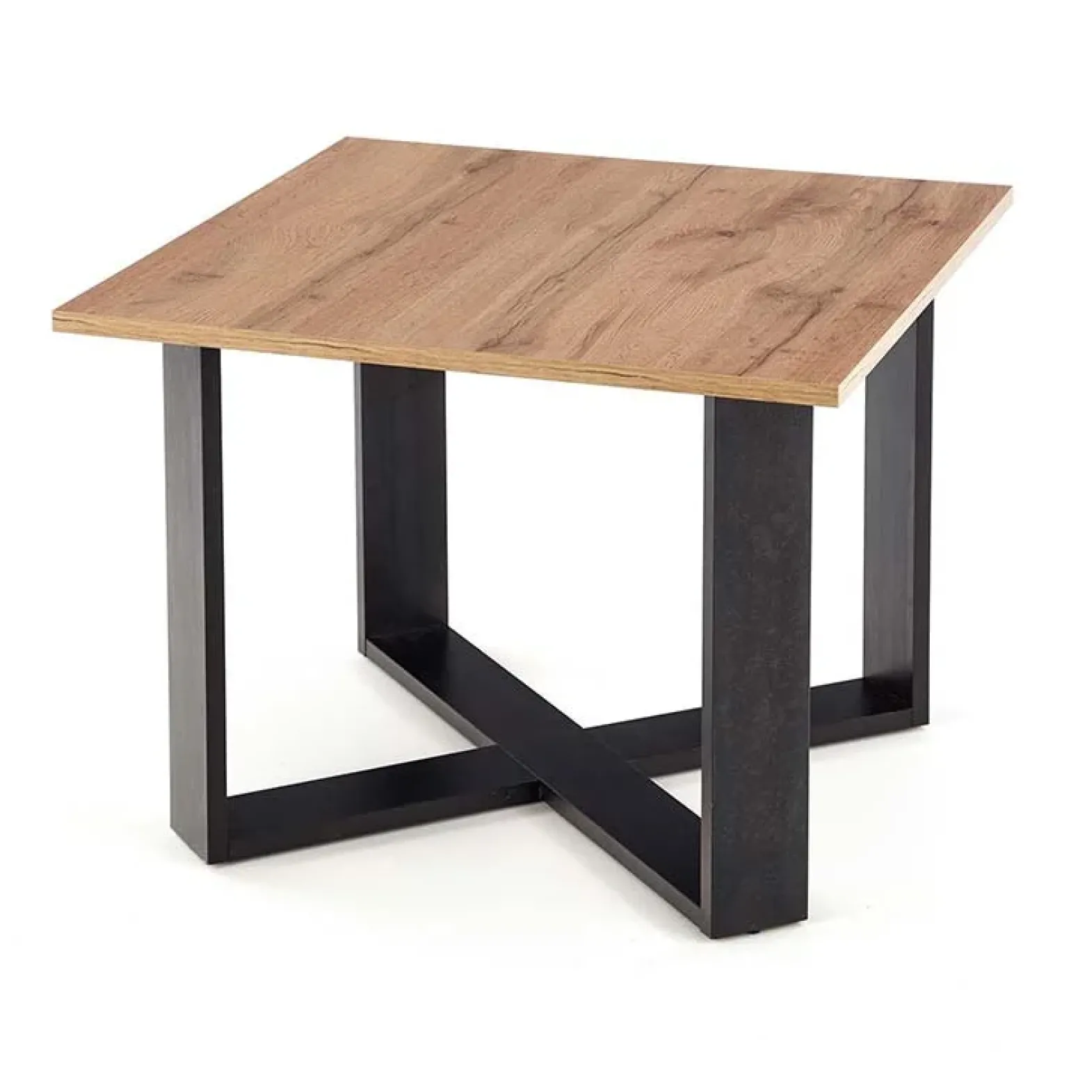 Tavolino da salotto moderno design 67x67cm rovere nodato nero Kobe