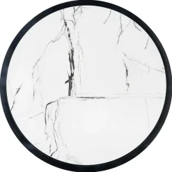 Tavolino da salotto rotondo 50x40cm in vetro marmo bianco nero Chiquita