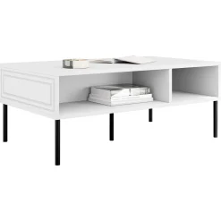 Tavolino da salotto 110x40cm 2 vani bianco opaco Stark