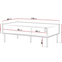 Tavolino da salotto 110x40cm 2 vani bianco opaco Stark