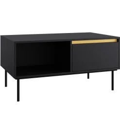 Tavolino da salotto 100x50cm 1 anta nero oro Praga
