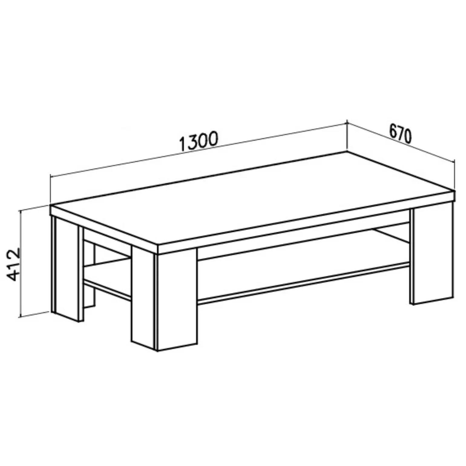Tavolino da salotto 130x67cm 1 ripiano moderno noce Islen