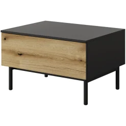 Tavolino da salotto 80x49cm 1 cassetto nero opaco rovere Amel