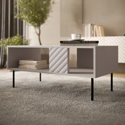 Tavolino da salotto 100x64cm con frontali decorati beige Daniele