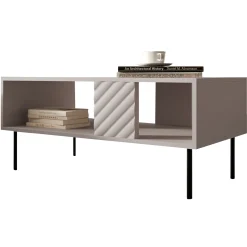 Tavolino da salotto 100x64cm con frontali decorati beige Daniele
